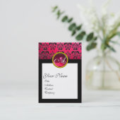 Carte De Visite DAMASK CARRÉ MONOGRAM, fuchsia, rubis rouge (Debout devant)