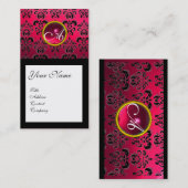 Carte De Visite DAMASK CARRÉ MONOGRAM, fuchsia, rubis rouge (Devant / Derrière)
