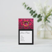 Carte De Visite DAMASK CARRÉ MONOGRAM, fuchsia, rubis rouge (Debout devant)