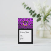Carte De Visite DAMASK CARRÉ MONOGRAM, violet, améthyste violet (Debout devant)