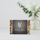 Carte De Visite Damask / Cheetah Print / Silver Trim (Debout devant)