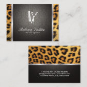 Carte De Visite Damask / Cheetah Print / Silver Trim (Devant / Derrière)