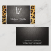 Carte De Visite Damask / Cheetah Print / Silver Trim (Devant / Derrière)