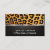 Carte De Visite Damask Cheetah Print Silver Trim (Dos)