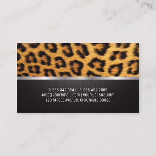 Carte De Visite Damask Cheetah Print Silver Trim (Dos)