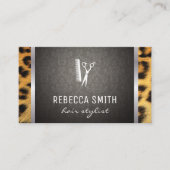 Carte De Visite Damask Cheetah Print Silver Trim (Devant)