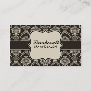 Carte De Visite Damask Floral Élégant Cosmetologue Mode Rétro