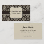 Carte De Visite Damask Floral Élégant Cosmetologue Mode Rétro (Devant / Derrière)