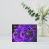 Carte De Visite DAMASK FRACTAL MONOGRAM jaune perle violette (Debout devant)