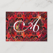 Carte De Visite DAMASK FRACTAL MONOGRAS jaune fuchsia rouge (Dos)