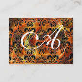 Carte De Visite DAMASK FRACTAL MONOGRAS jaune rouge rose (Dos)