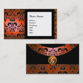 Carte De Visite DAMASK GEM PIERRE MONOGRAMME orange (Devant / Derrière)