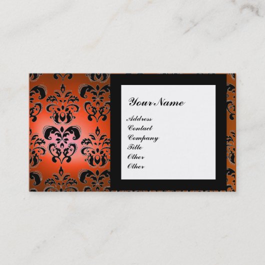 Carte De Visite DAMASK GEM PIERRE MONOGRAMME orange (Devant)