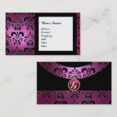 Carte De Visite DAMASK GEM PIERRE MONOGRAMME rose (Devant / Derrière)
