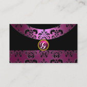 Carte De Visite DAMASK GEM PIERRE MONOGRAMME rose (Dos)