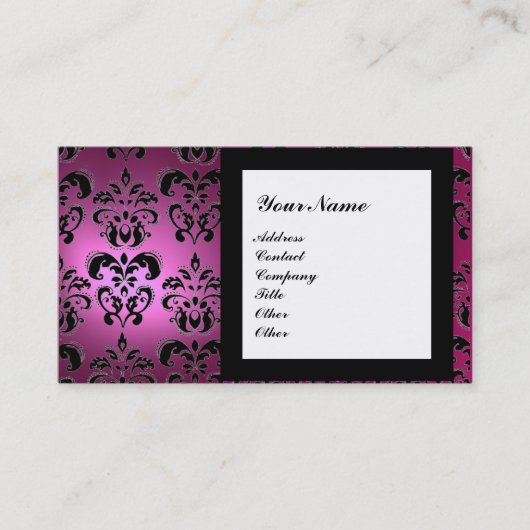 Carte De Visite DAMASK GEM PIERRE MONOGRAMME rose (Devant)