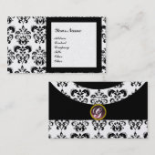 Carte De Visite DAMASK GEM STONE MONOGRAM, 2 platine (Devant / Derrière)