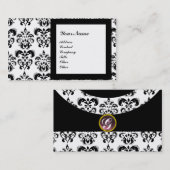 Carte De Visite DAMASK GEM STONE MONOGRAM, 2 topaz jaune, violet (Devant / Derrière)