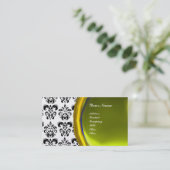 Carte De Visite DAMASK GEM STONE MONOGRAM, perle (Debout devant)