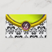 Carte De Visite DAMASK GEM STONE MONOGRAM, perle (Dos)