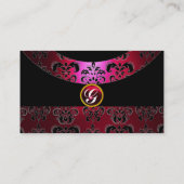 Carte De Visite DAMASK GEM STONE MONOGRAM rouge bordeaux (Dos)
