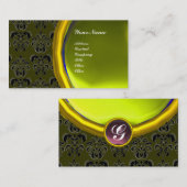 Carte De Visite DAMASK GEM STONE MONOGRAM, topaz jaune, violet (Devant / Derrière)