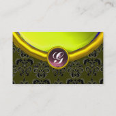 Carte De Visite DAMASK GEM STONE MONOGRAM, topaz jaune, violet (Dos)