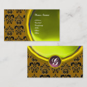 Carte De Visite DAMASK GEM STONE MONOGRAM, topaz jaune, violet (Devant / Derrière)