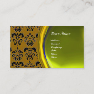 Carte De Visite DAMASK GEM STONE MONOGRAM, topaz jaune, violet