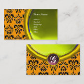 Carte De Visite DAMASK GEM STONE MONOGRAM, topaz jaune, violet (Devant / Derrière)