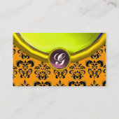 Carte De Visite DAMASK GEM STONE MONOGRAM, topaz jaune, violet (Dos)