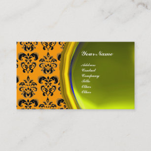 Carte De Visite DAMASK GEM STONE MONOGRAM, topaz jaune, violet