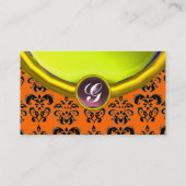 Carte De Visite DAMASK GEM STONE MONOGRAM, topaz jaune, violet (Dos)