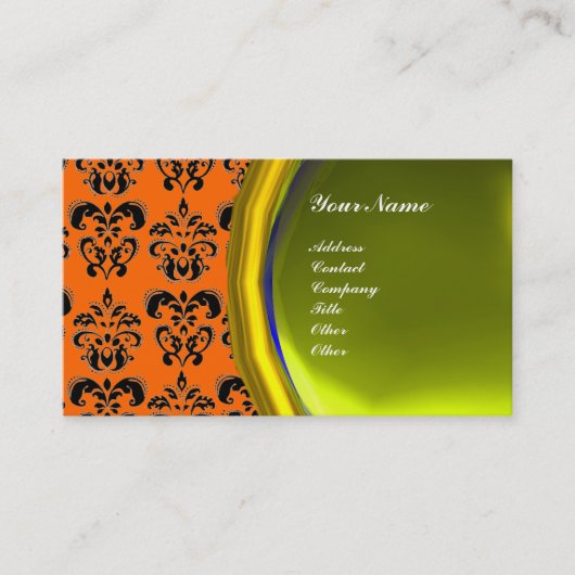 Carte De Visite DAMASK GEM STONE MONOGRAM, topaz jaune, violet (Devant)
