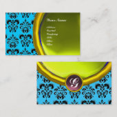 Carte De Visite DAMASK GEM STONE MONOGRAM, topaz jaune, violet (Devant / Derrière)