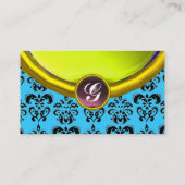Carte De Visite DAMASK GEM STONE MONOGRAM, topaz jaune, violet (Dos)