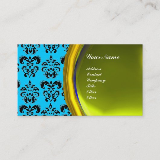 Carte De Visite DAMASK GEM STONE MONOGRAM, topaz jaune, violet (Devant)