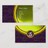 Carte De Visite DAMASK GEM STONE MONOGRAM, topaz jaune, violet (Devant / Derrière)