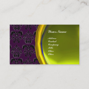 Carte De Visite DAMASK GEM STONE MONOGRAM, topaz jaune, violet