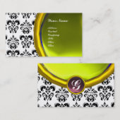 Carte De Visite DAMASK GEM STONE MONOGRAM, topaz jaune, violet (Devant / Derrière)