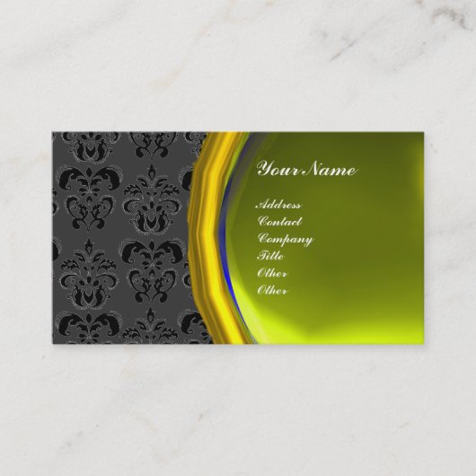 Carte De Visite DAMASK GEM STONE MONOGRAM, topaz jaune, violet (Devant)