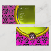 Carte De Visite DAMASK GEM STONE MONOGRAM, topaz jaune, violet (Devant / Derrière)