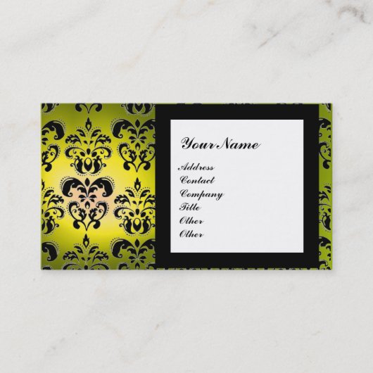 Carte De Visite DAMASK GEM STONE MONOGRAMME jaune (Devant)