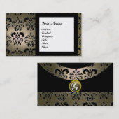 Carte De Visite DAMASK GEMME MONOGRAMME gris (Devant / Derrière)