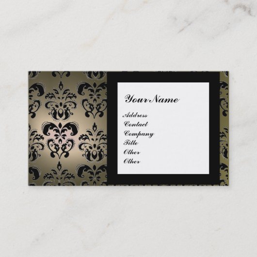 Carte De Visite DAMASK GEMME MONOGRAMME gris (Devant)