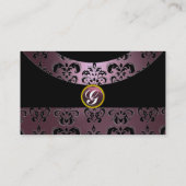 Carte De Visite DAMASK GEMME MONOGRAMME pourpre (Dos)