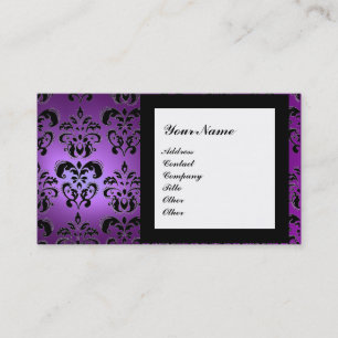 Carte De Visite DAMASK GEMME MONOGRAMME pourpre