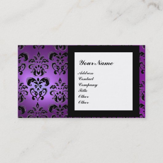 Carte De Visite DAMASK GEMME MONOGRAMME pourpre (Devant)