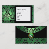 Carte De Visite DAMASK GEMME MONOGRAMME vert (Devant / Derrière)