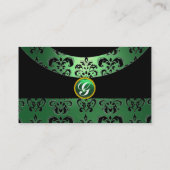 Carte De Visite DAMASK GEMME MONOGRAMME vert (Dos)